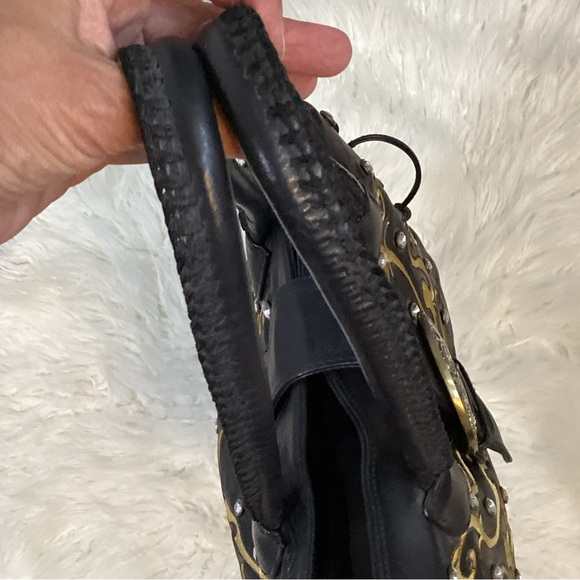 Carlos Falchi Black Embellished Leather Bag - Picture 7 of 16